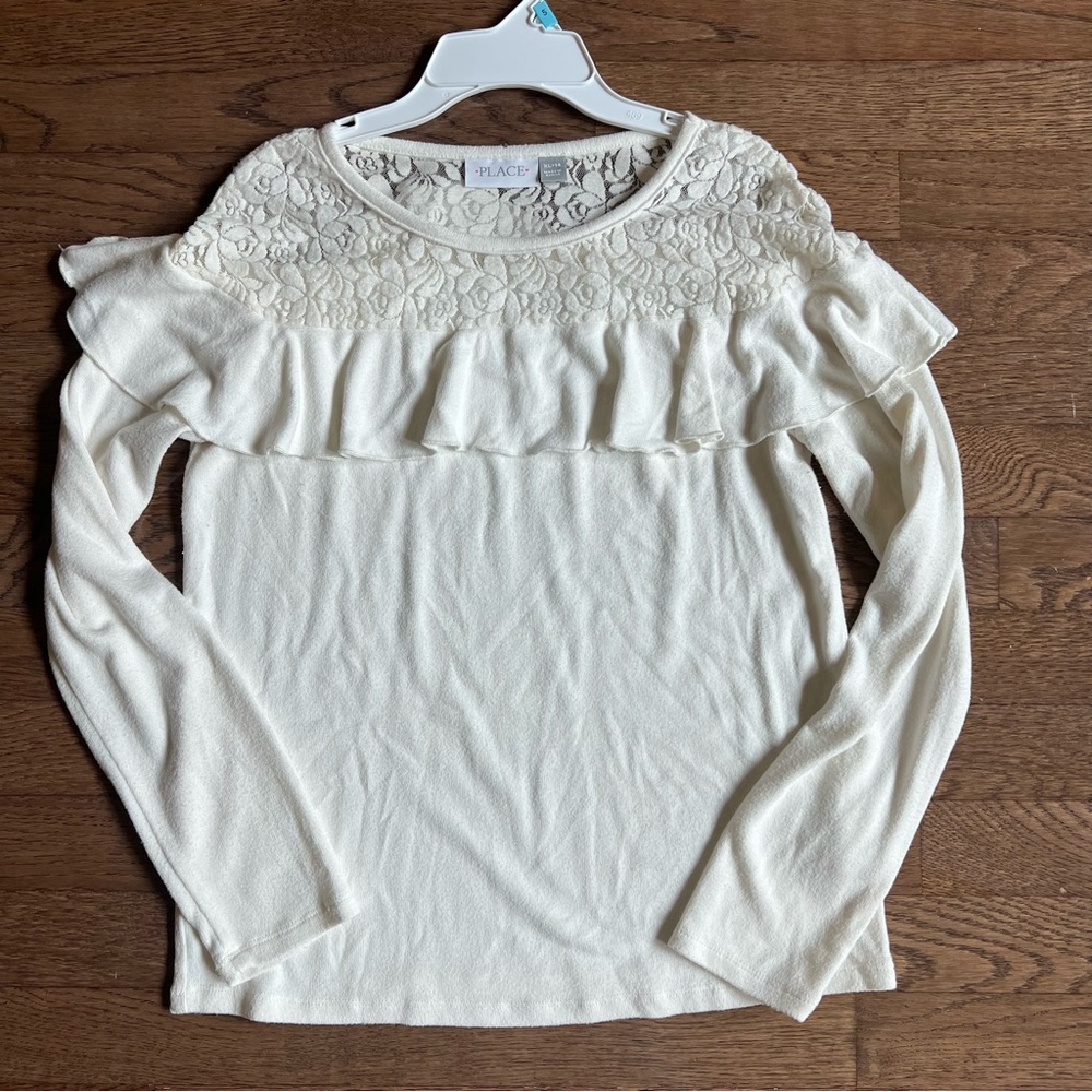 White Ruffled Smocked Long Sleeve Top